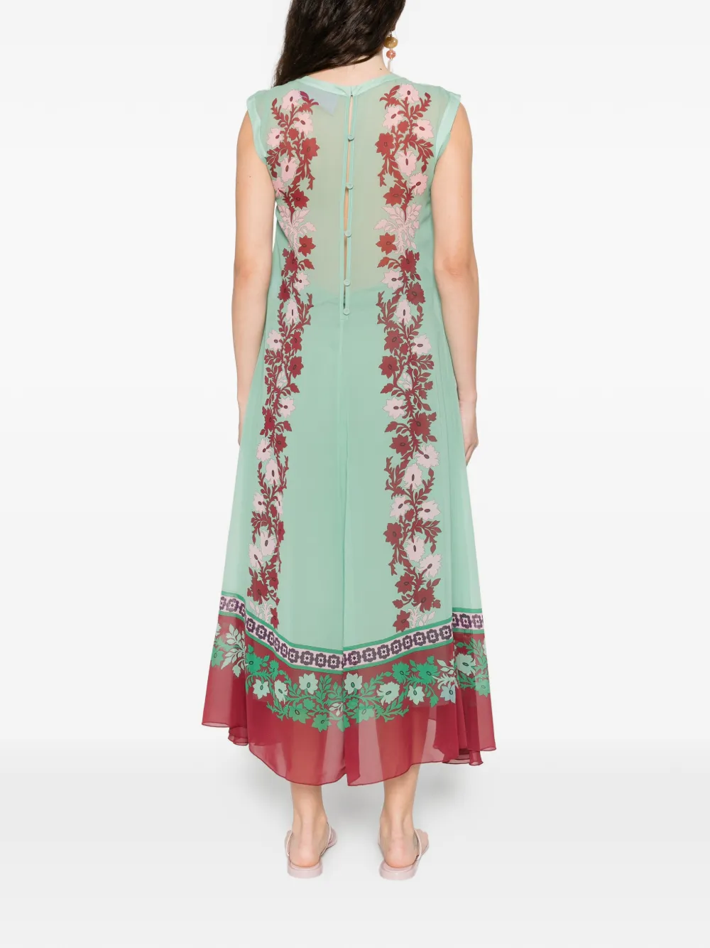 La DoubleJ Midi-jurk met bloemenprint Groen