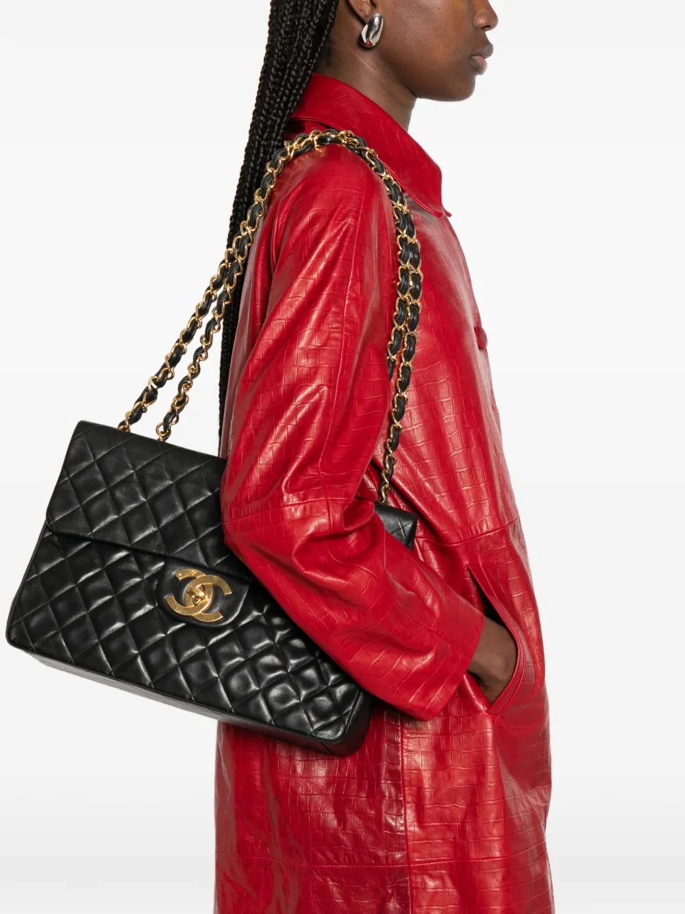 1990s Maxi Jumbo Quilted Leather Shoulder Bag