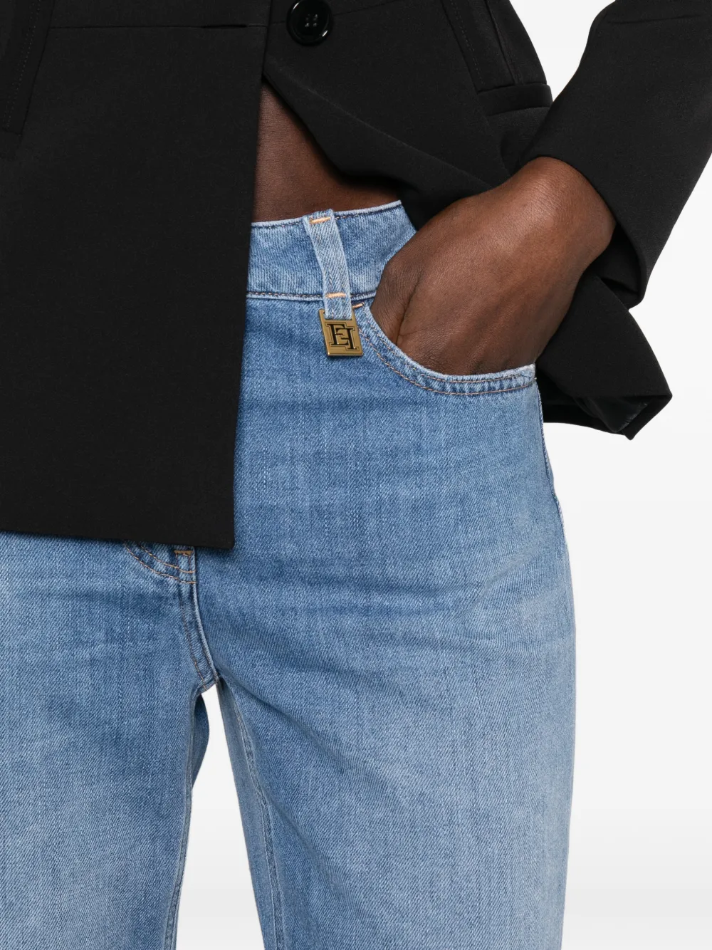 Elisabetta Franchi Jeans met logodetail Blauw