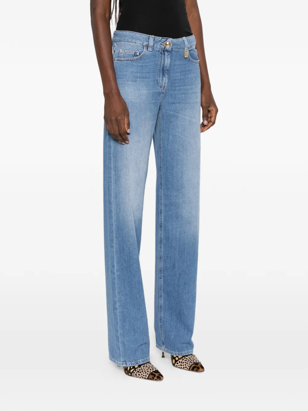  Elisabetta Franchi Vaqueros Con Detalle Del Logo - Azul 