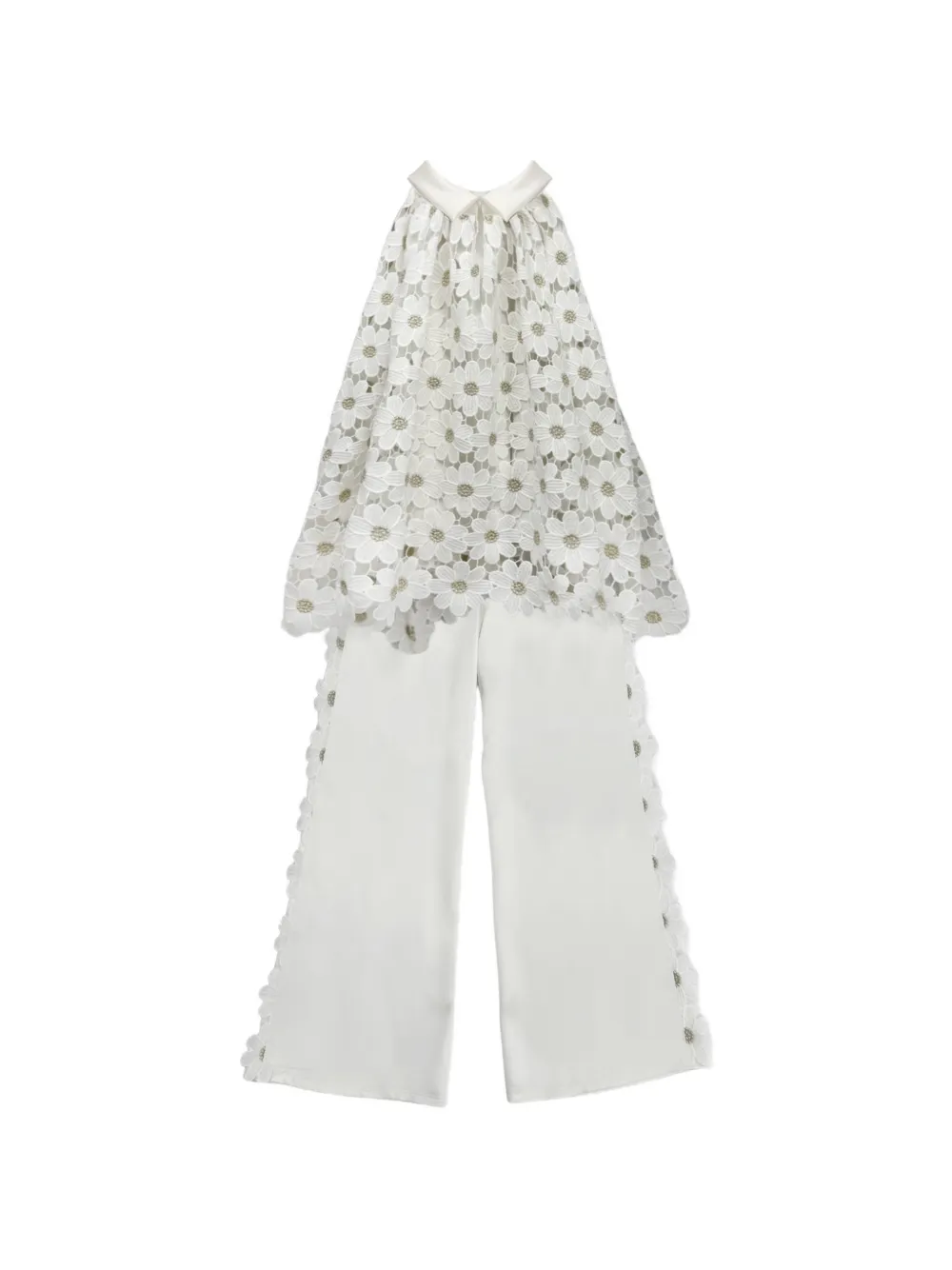 La Stupenderia Jumpsuit met geborduurde madeliefjes Wit