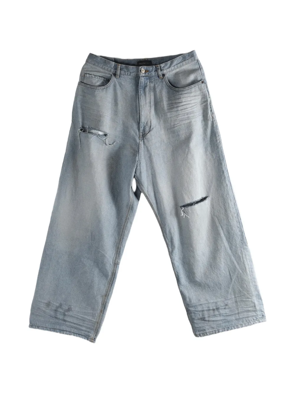 Balenciaga belt-loop distressed jeans - Blu