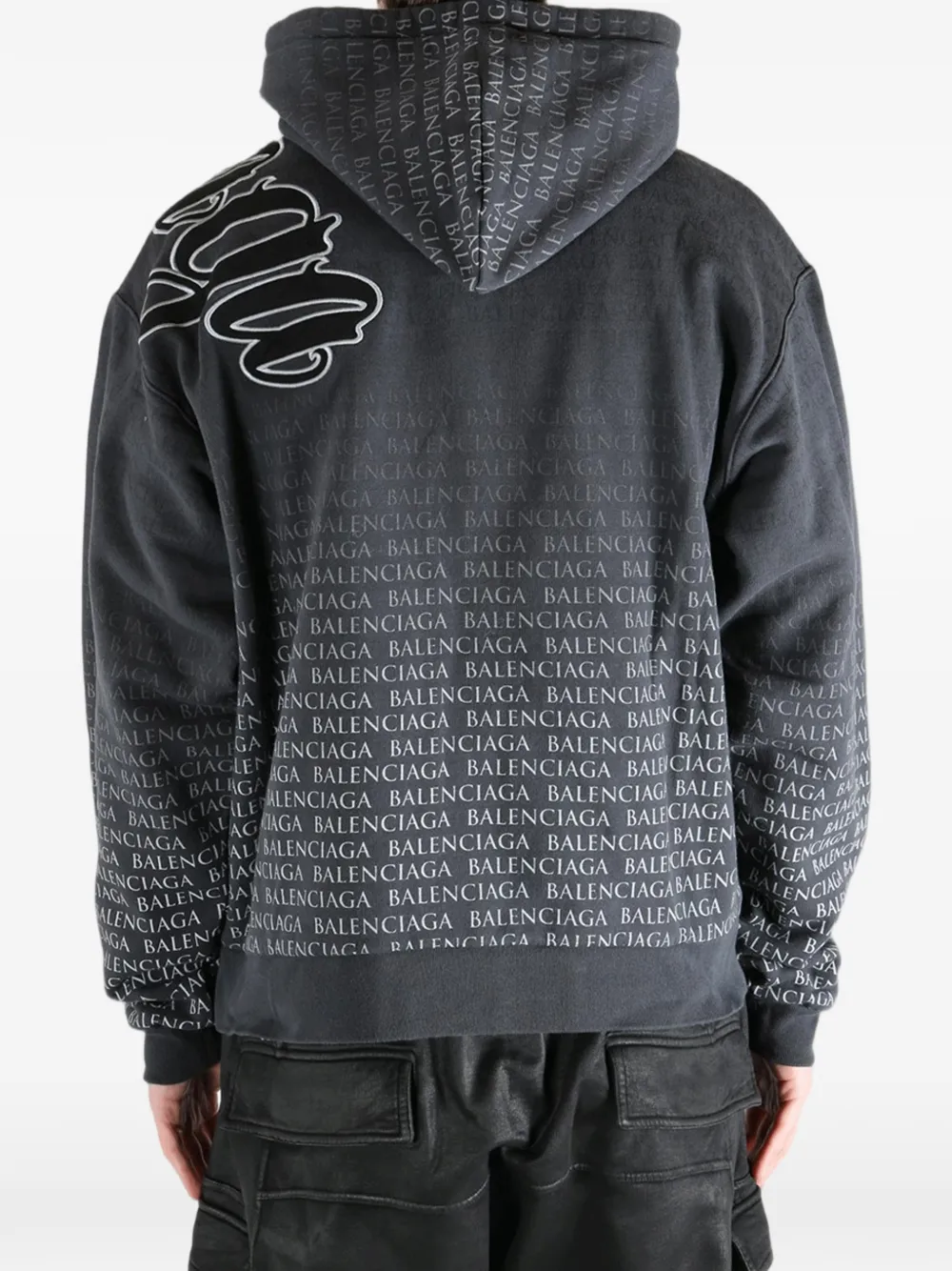 Balenciaga Hoodie met ritssluiting en logodetail Zwart