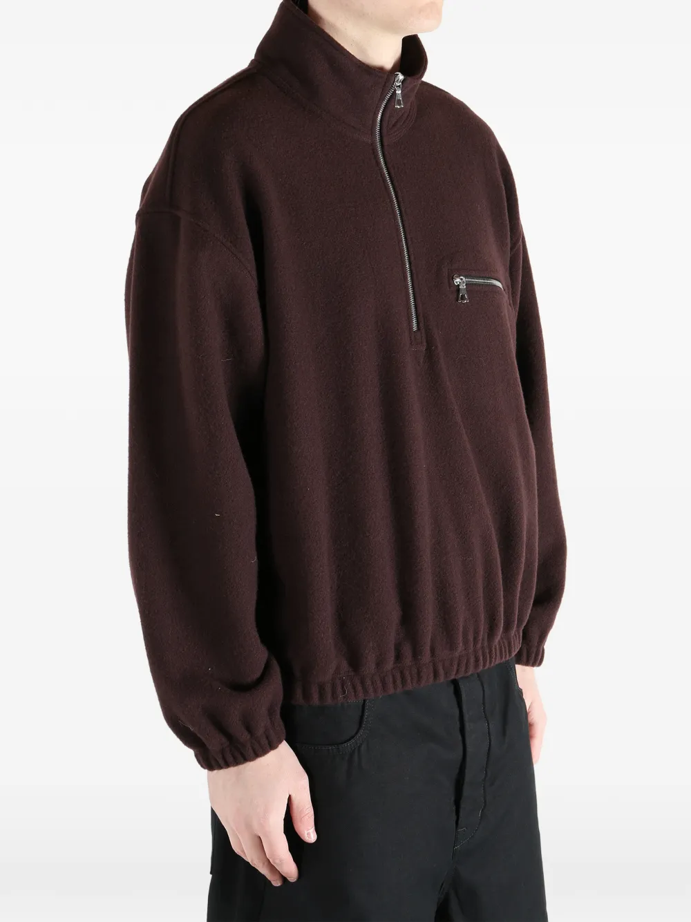  Rier Half-zip Fleece Sweatshirt - Brown 