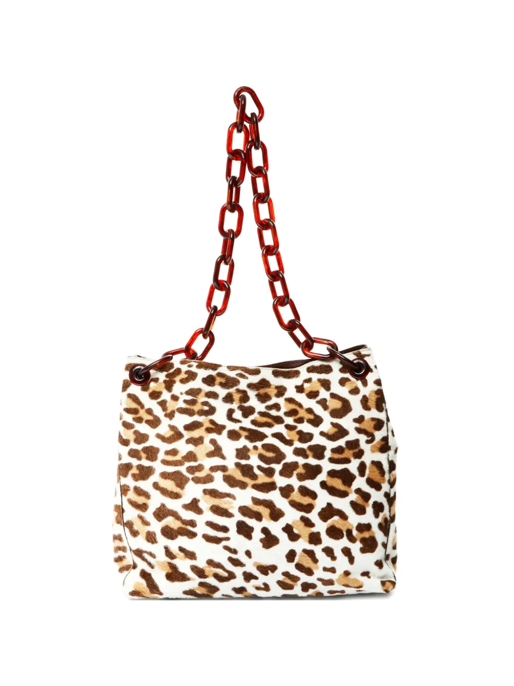Prada Pre-Owned 2000s leopard-pattern calf hair shoulder bag - Bianco