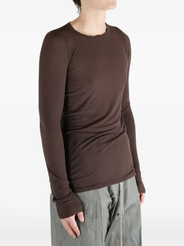 Rick Owens Ribbed long-sleeve T-shirt | Brown | FARFETCH NZ