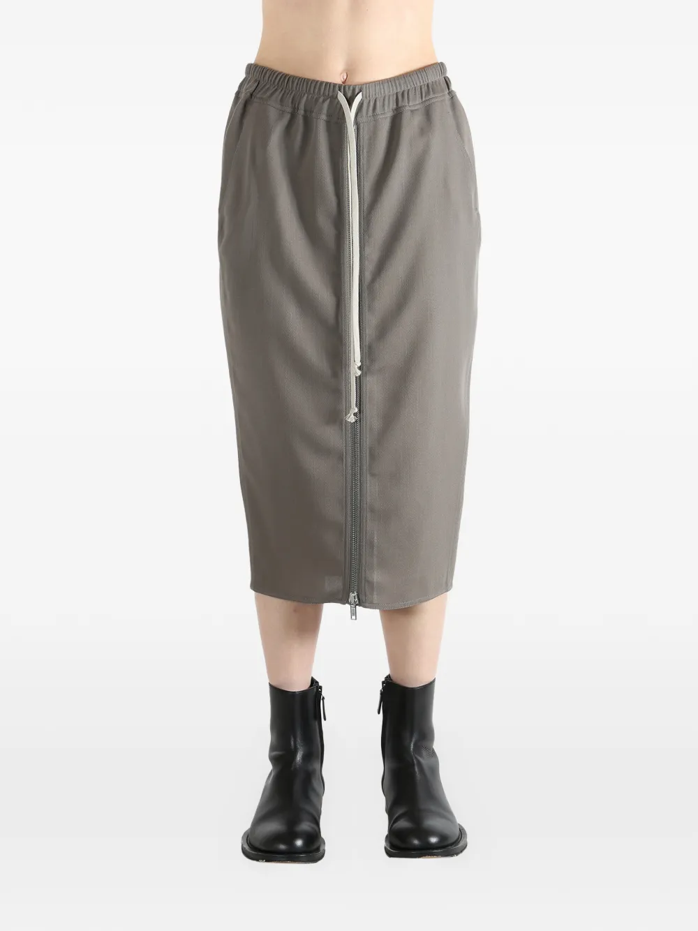  Rick Owens Zip Detail Midi Skirt - Grey 