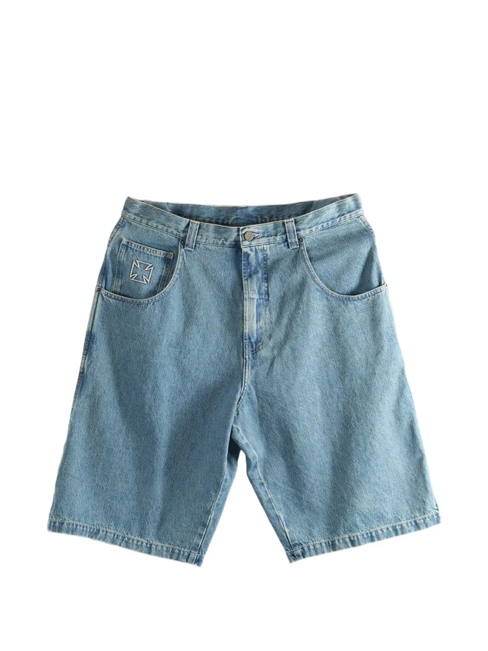 VETEMENTS logo-detail denim shorts - Blu