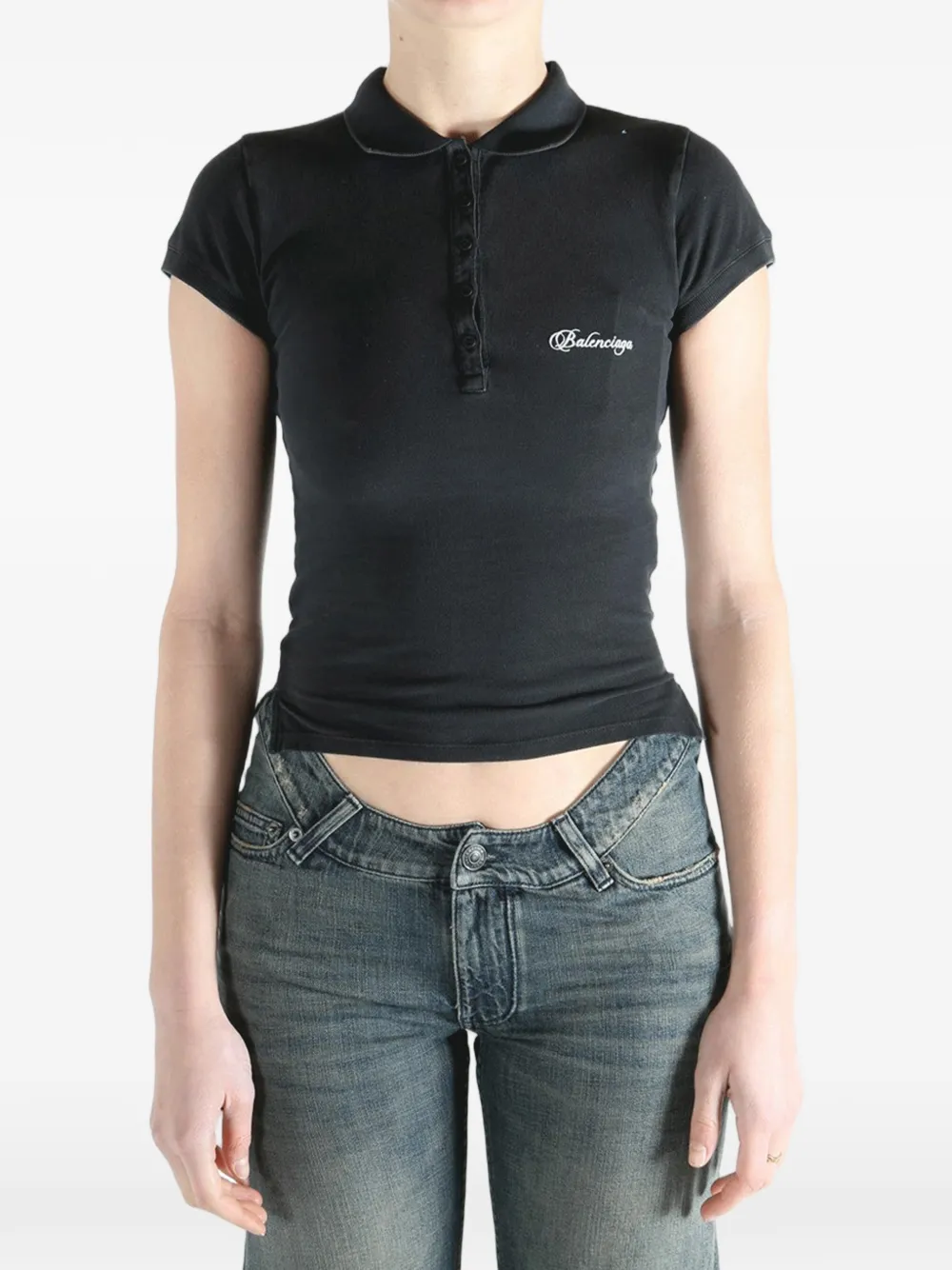 Balenciaga Polo Con Botones - Negro 