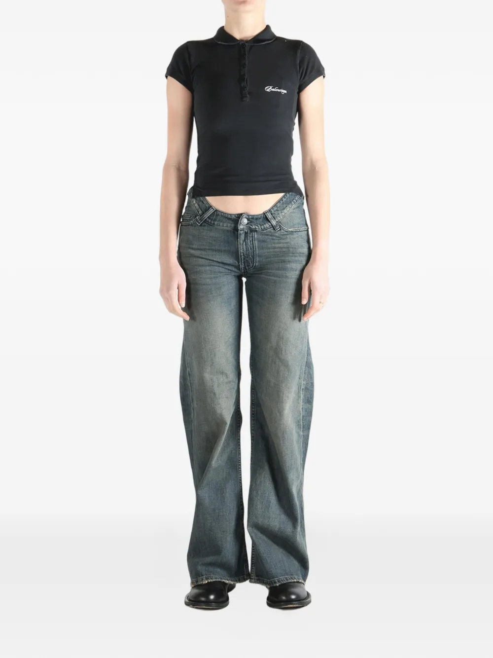  Balenciaga Polo Con Botones - Negro 