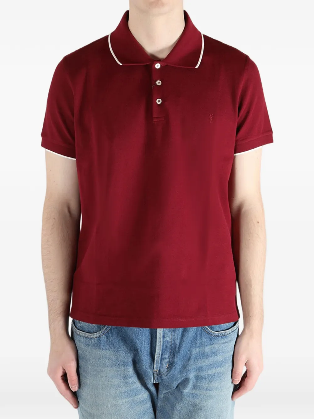 Saint Laurent Poloshirt met Cassandre-borduurwerk Rood