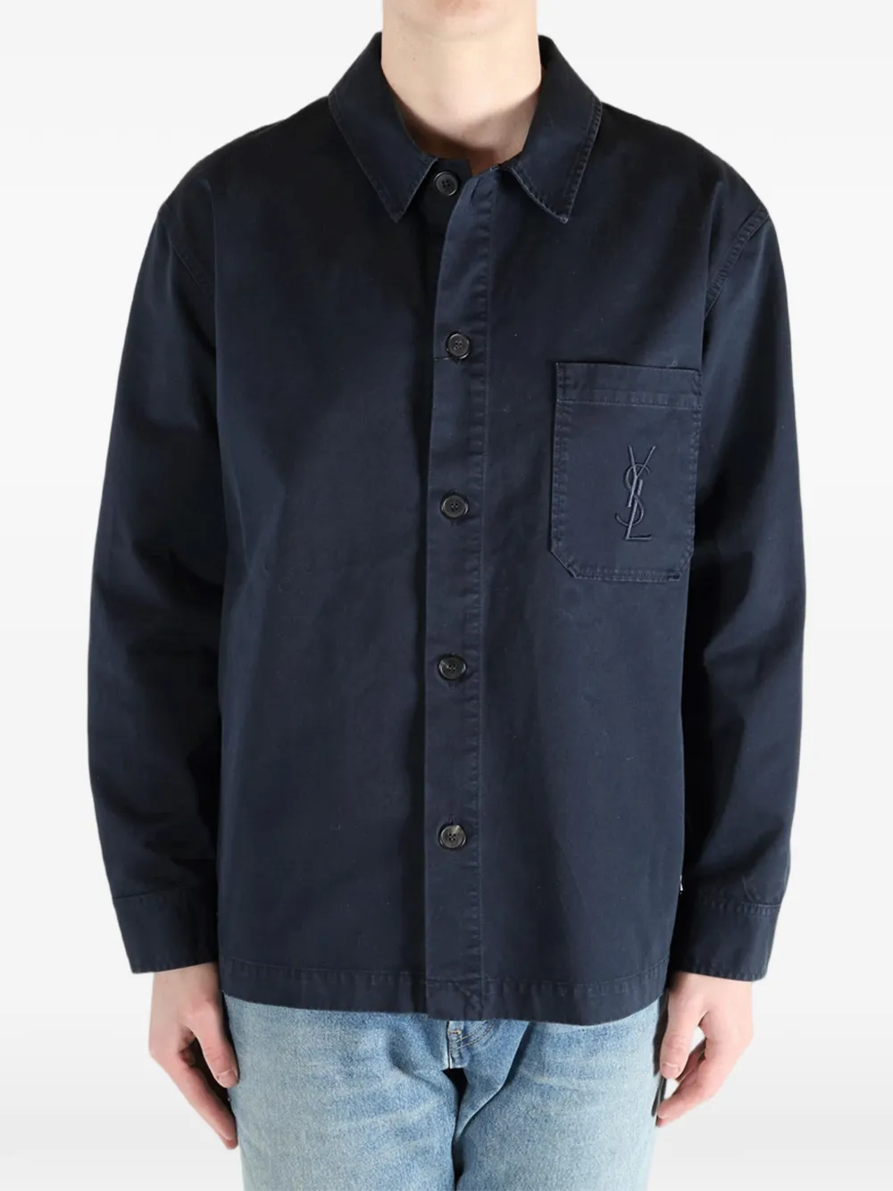  Saint Laurent Logo-embroidered Jacket - Blue 