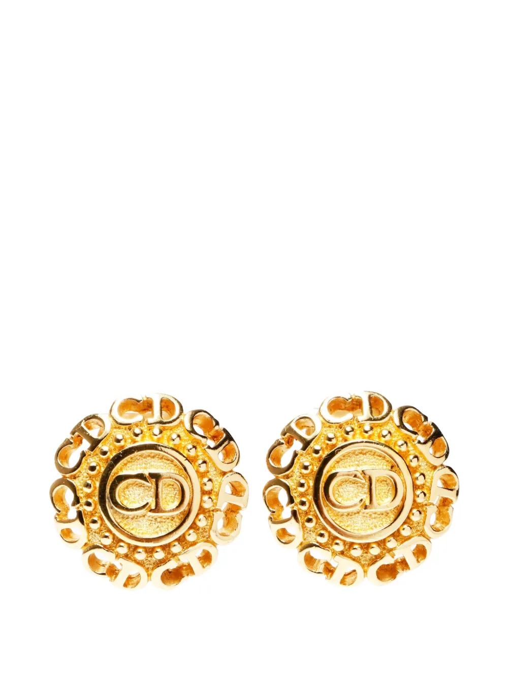 Christian Dior Pre-Owned 1980-1990 logo clip-on earrings - Oro