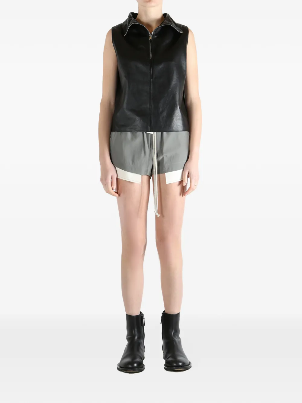zip-up collar top