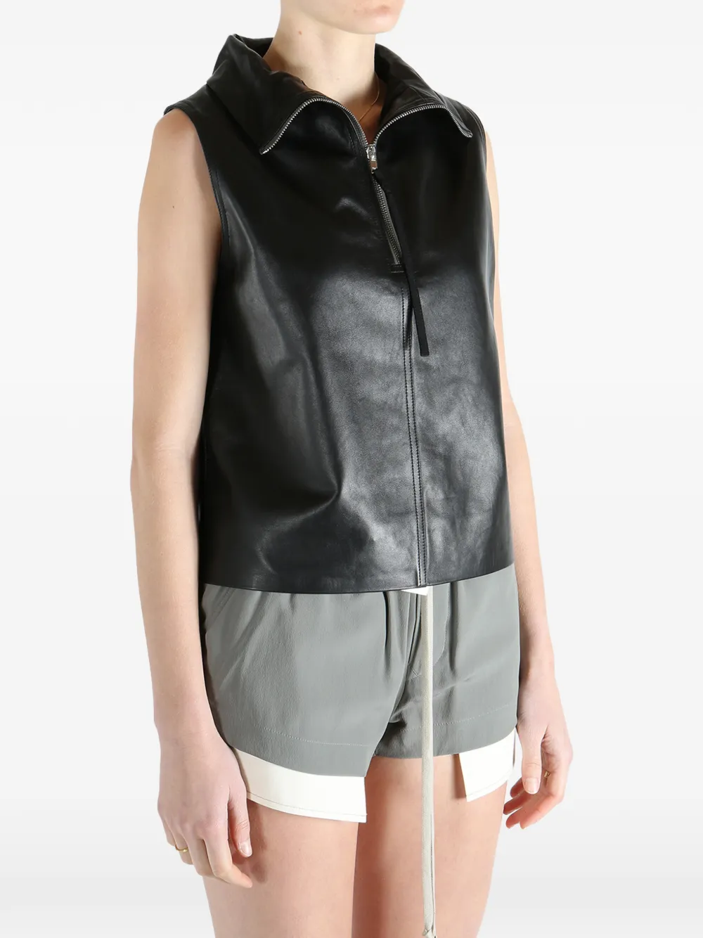 zip-up collar top