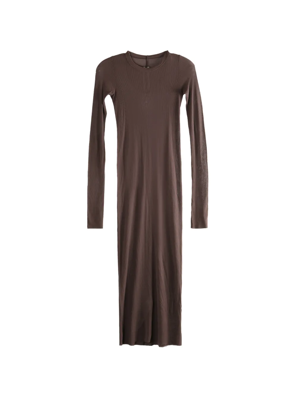 Rick Owens long-sleeved ribbed midi dress - Marrone