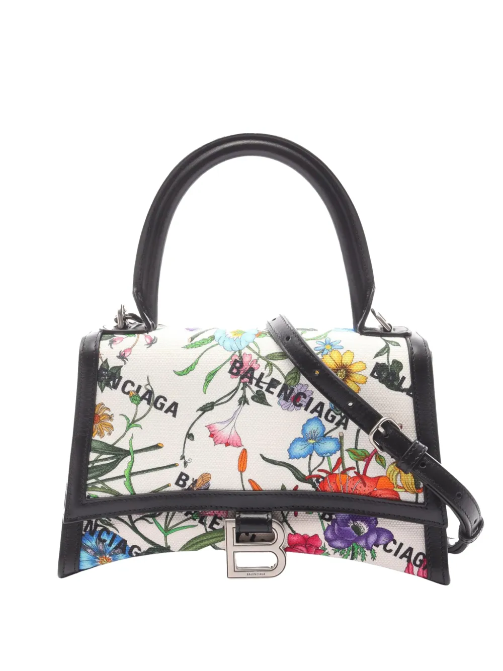 Gucci Pre-Owned 2010-2026 x Balenciaga Small The Hacker Project Flora Hourglass Handle Bag satchel - Bianco