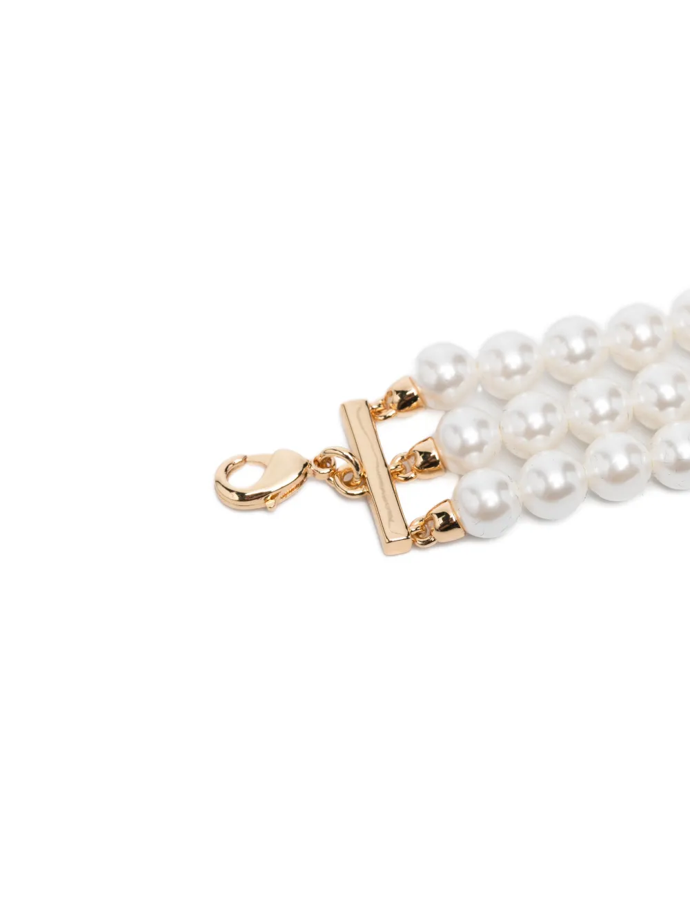  Self-portrait Rose Pearled Necklace - Gold 