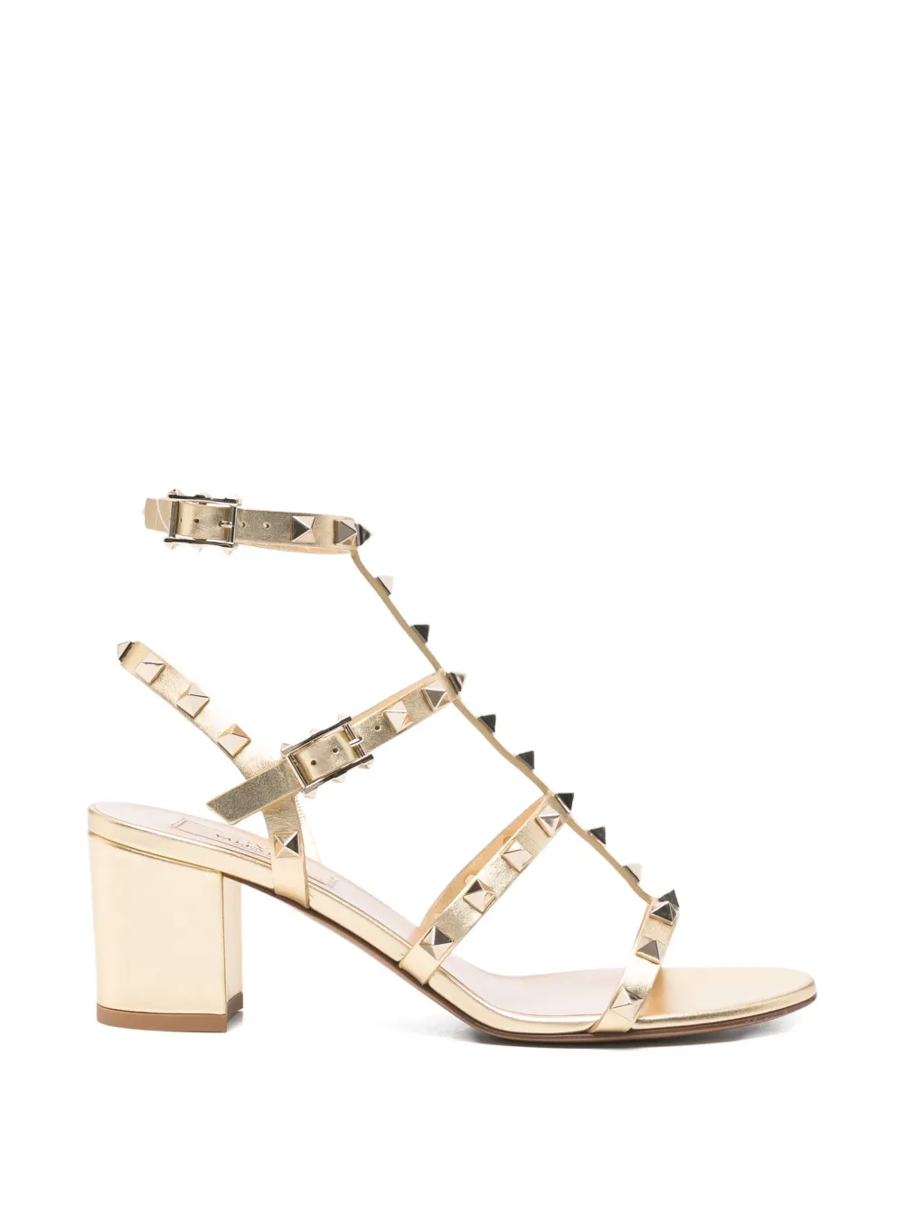 Valentino Garavani Rockstud metallic heeled sandals Goud