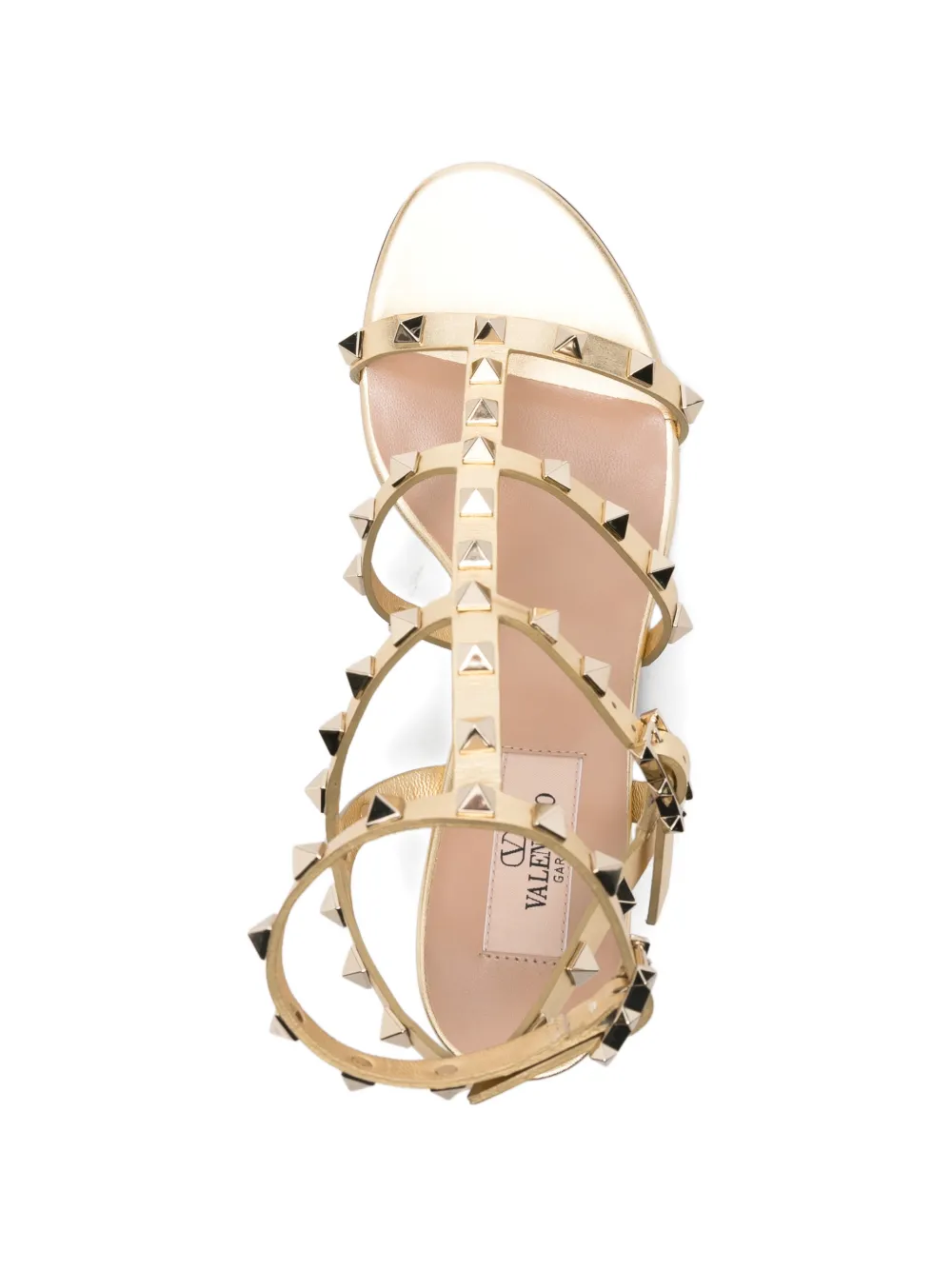 Valentino Garavani Rockstud metallic heeled sandals Goud