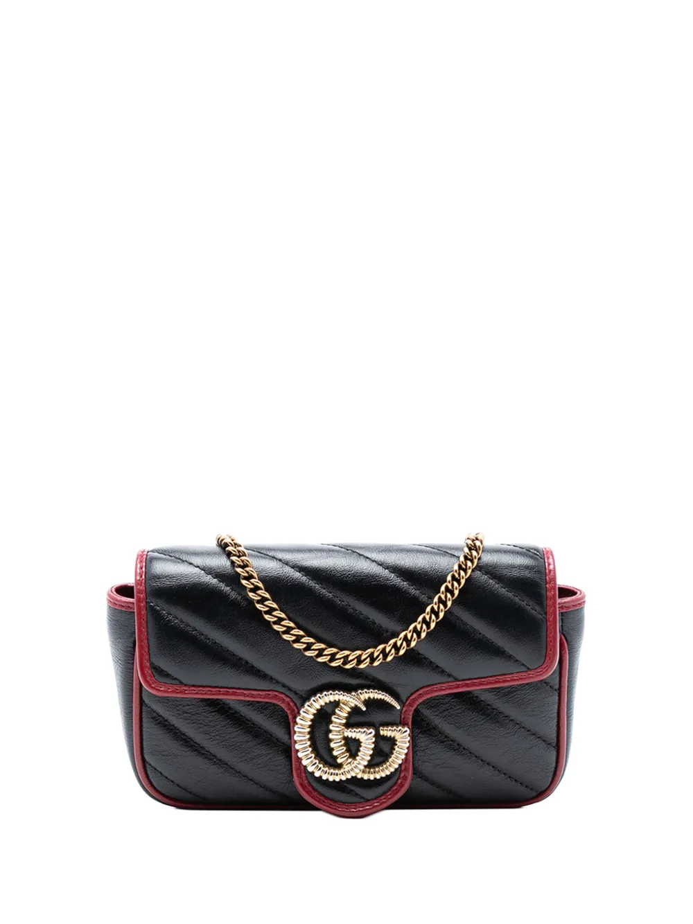 Gucci Pre-Owned 2016-2025 Super Mini GG Marmont Matelasse Leather Torchon Flap crossbody bag - Nero