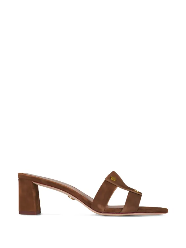 Veronica Beard Studded Heeled Sandals in Brown
