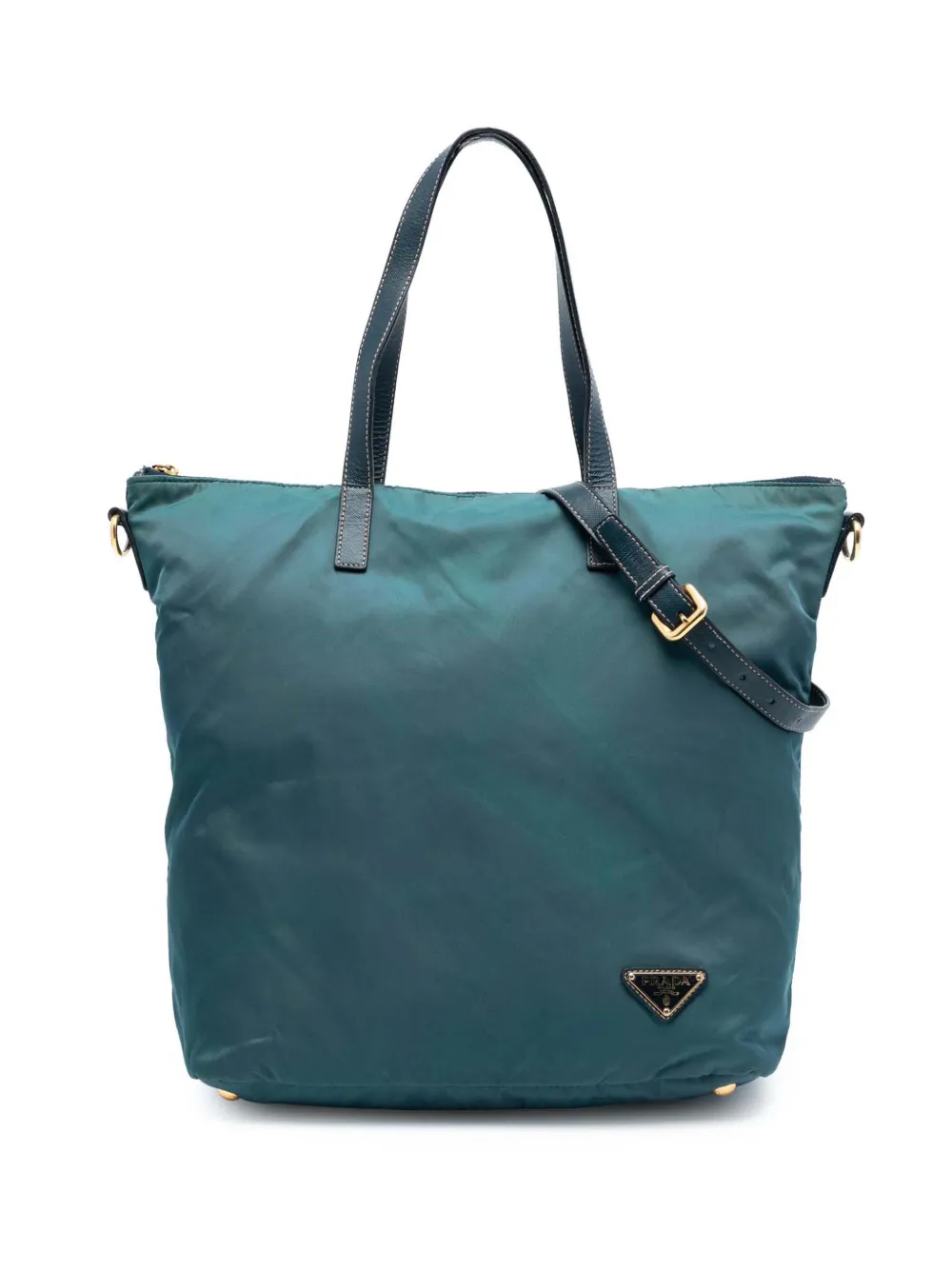 Prada Pre-Owned 2013-2025 Saffiano Trimmed Tessuto Zip Top Convertible Tote satchel - Blu