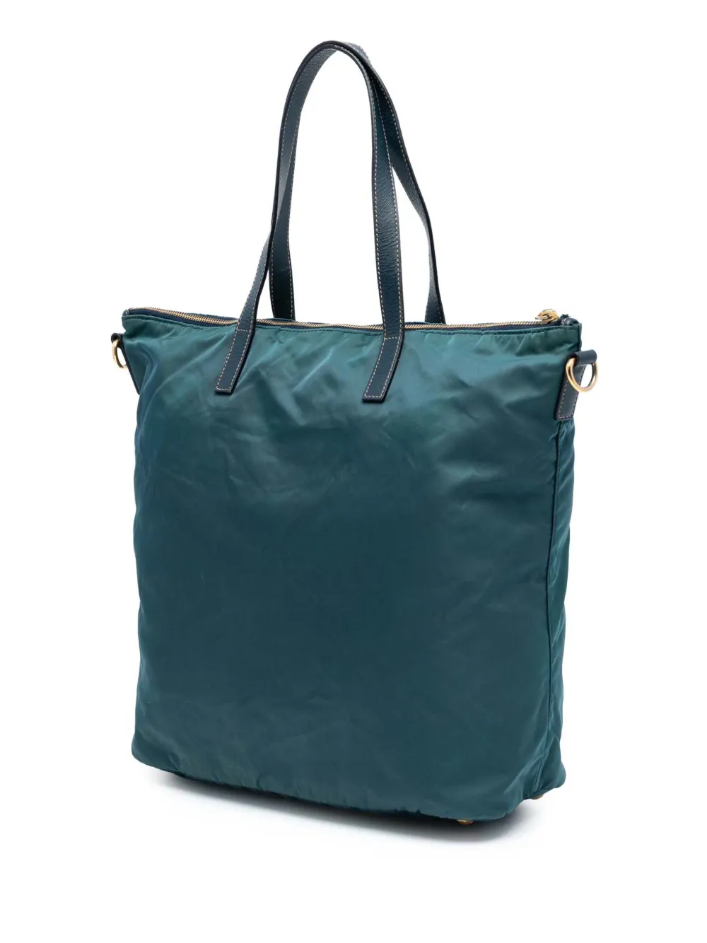  Prada Pre-owned Borsa Tote Convertibile In Tessuto Con Finiture In Pelle Saffiano E Zip 2013-2025 - Blu 