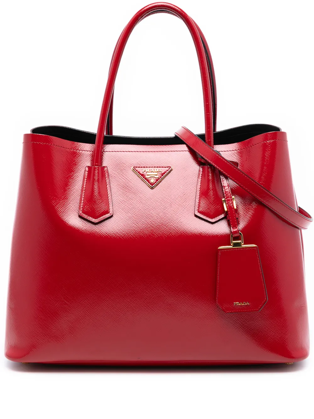 Prada Pre-Owned 2010-2025 Medium Saffiano Vernice Double satchel - Rosso