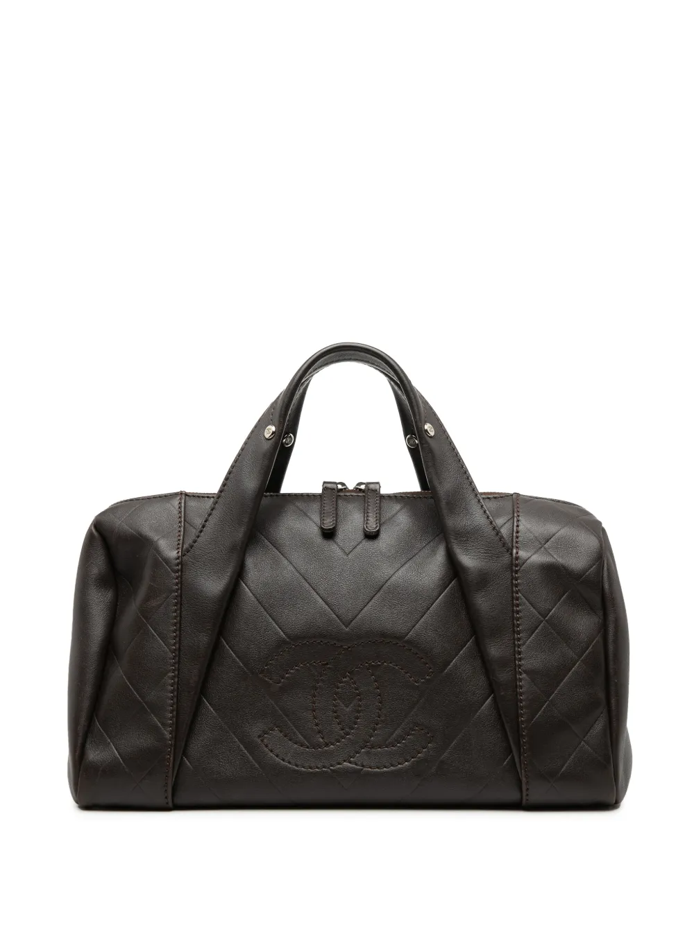 CHANEL Pre-Owned 2005-2006 Medium Chevron Lambskin All Day Long Bowling Bag boston bag - Marrone