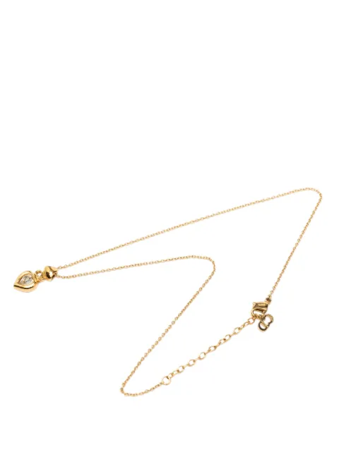 Christian Dior Pre-Owned 2000-2025 Gold Plated Rhinestone CD Heart Pendant Necklace costume necklace
