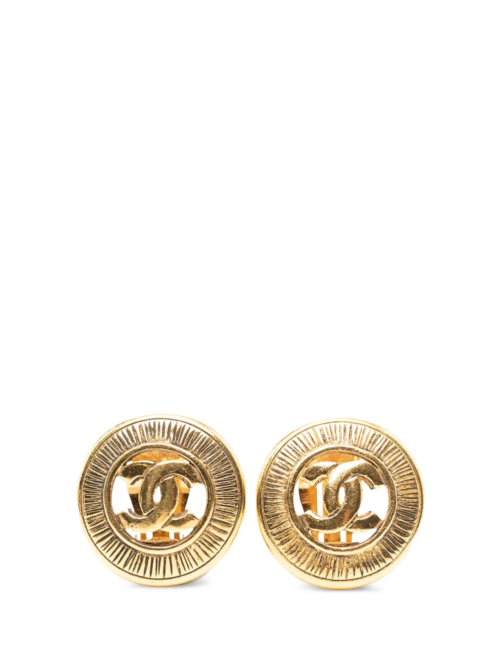 CHANEL Pre-Owned 1950-1970 CC Gold Plated Round Clip on Earrings costume earrings - Oro
