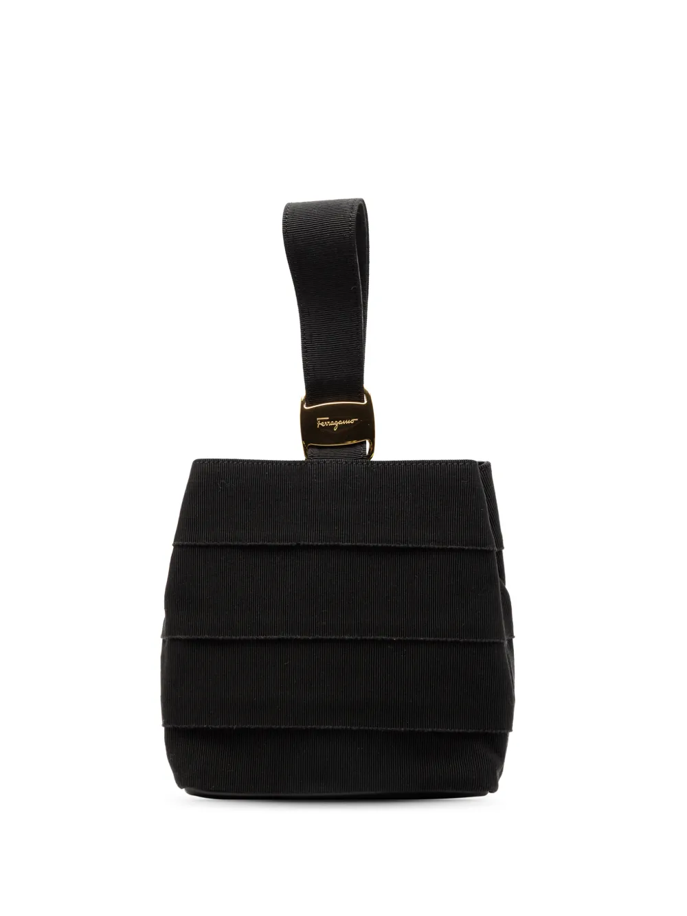 Ferragamo Pre-Owned 2010-2025 Nylon Tiered Grosgrain Vara handbag - Nero