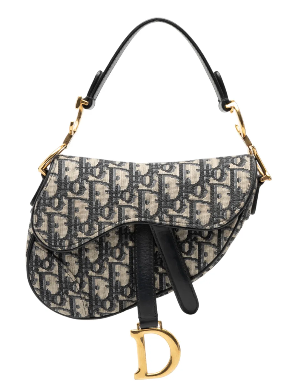 Christian Dior Pre-Owned 2018 Mini Oblique Canvas Saddle Bag satchel - Blu