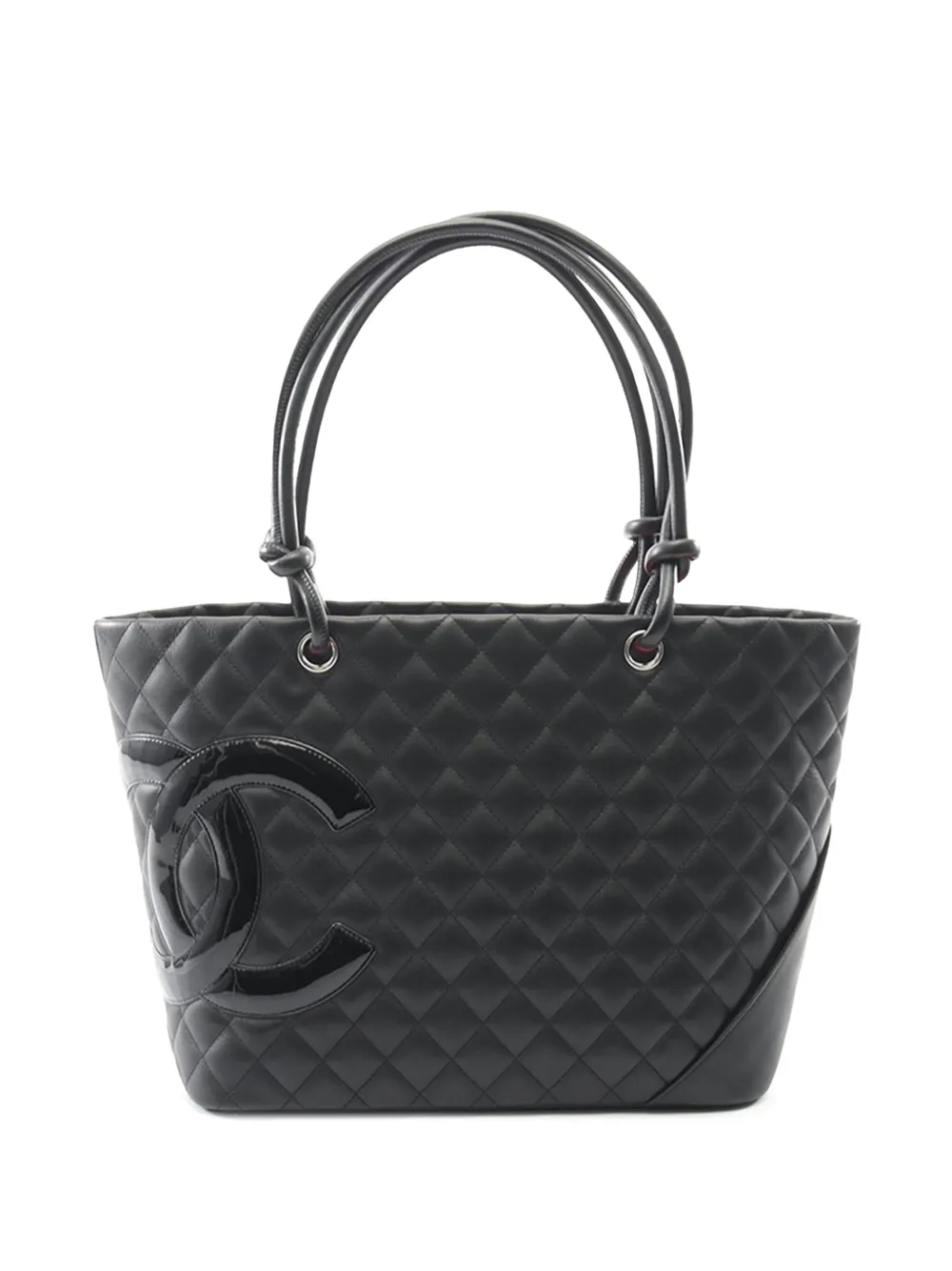 CHANEL Pre-Owned 2010-2011 Large Patent Leather Cambon Ligne tote bag - Nero