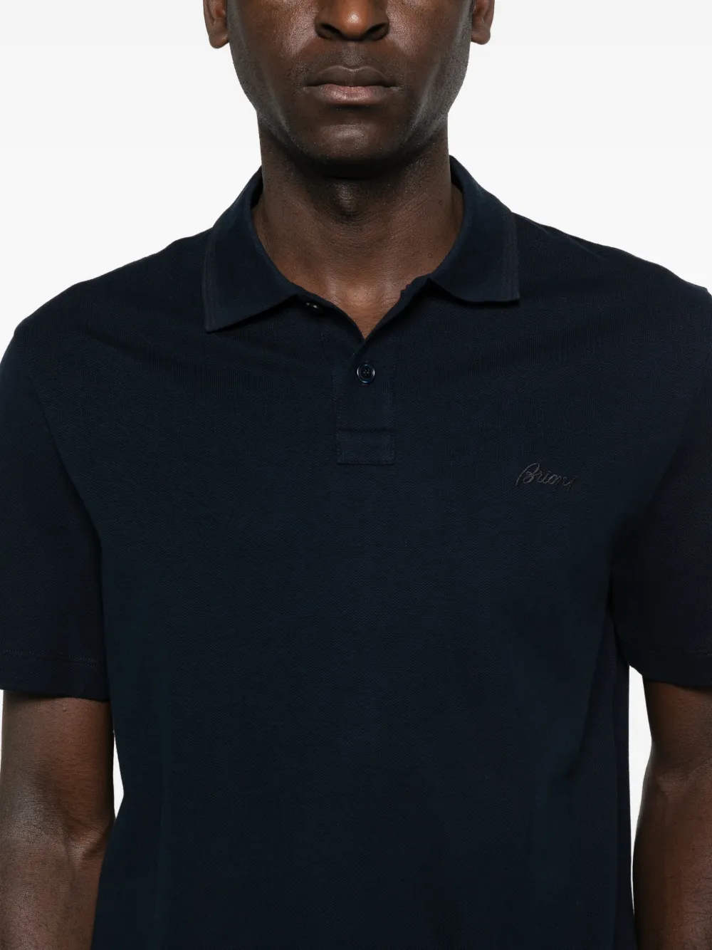Brioni Poloshirt met knopen Blauw