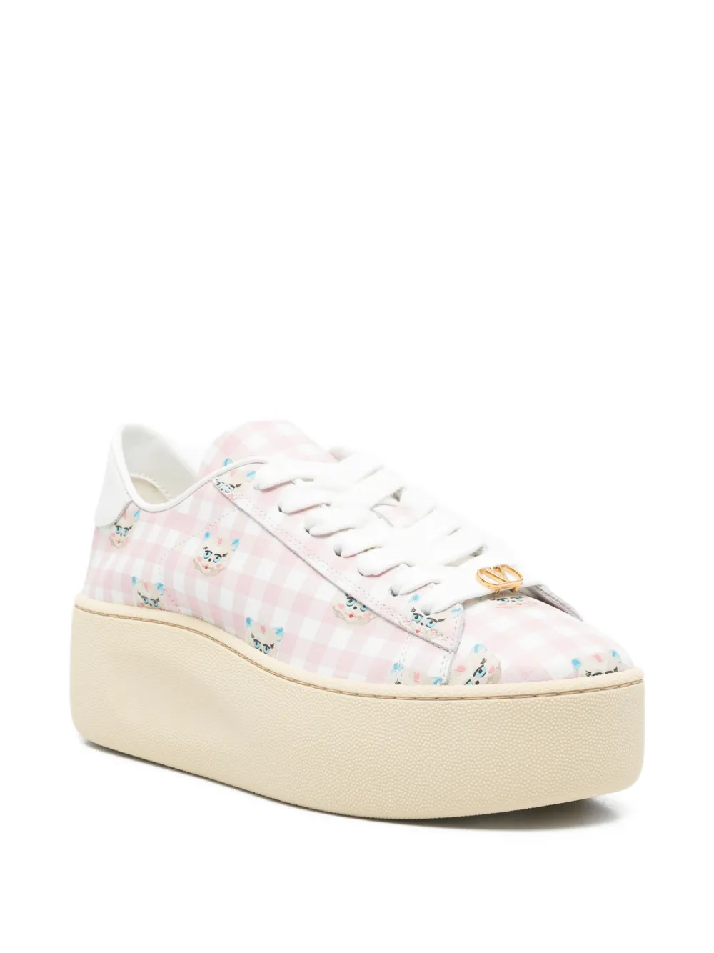 Valentino Garavani gingham platform sneakers Roze