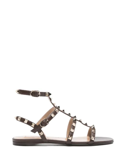 Valentino Garavani Rockstud flat calfskin sandals with straps