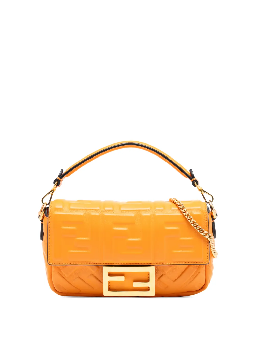 Fendi Pre-Owned 2010-2025 Mini Zucca Embossed Leather Baguette satchel - Arancione