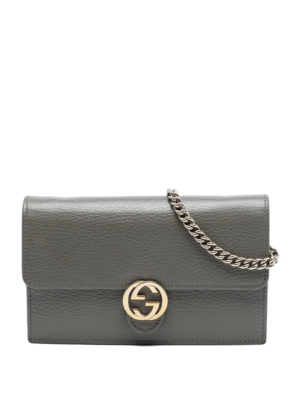 Gucci Pre-Owned 2016-2025 Interlocking G Dollar Calfskin Wallet on Chain crossbody bag - Grigio