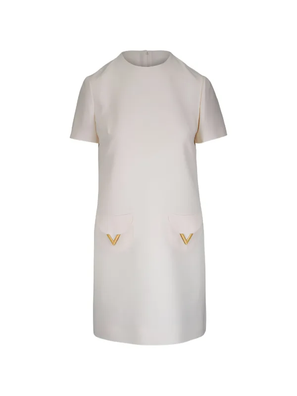 Valentino Garavani Crepe Mini Dress in Neutrals
