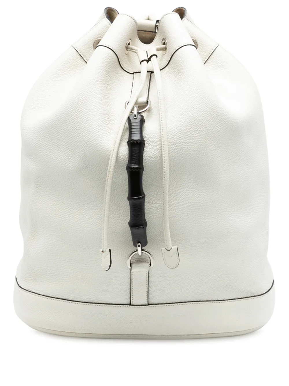 Gucci Pre-Owned 2000-2015 Leather Bamboo Drawstring backpack - Bianco