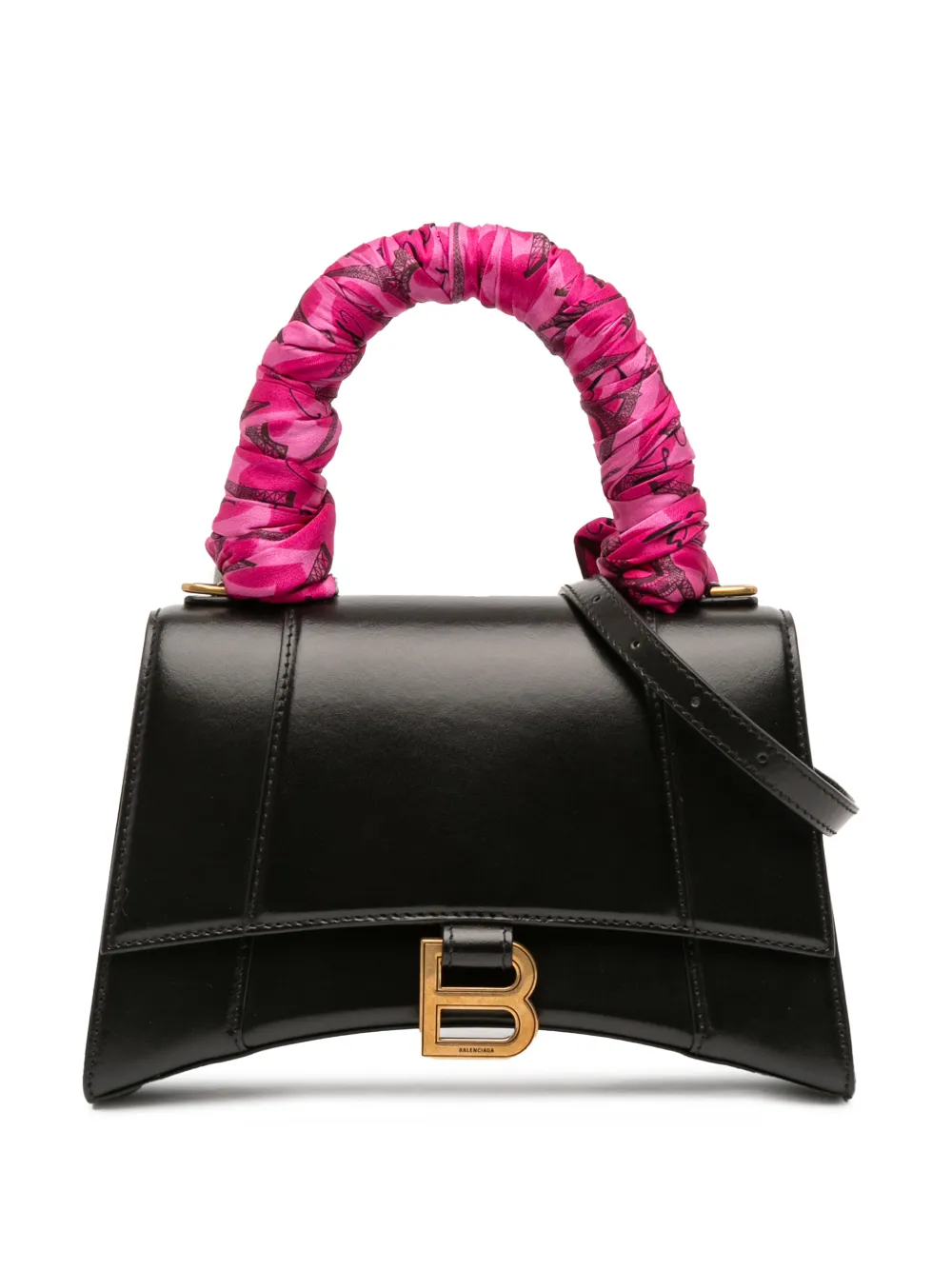 Balenciaga Pre-Owned 2020 Small Shiny Box Calfskin Hourglass Top Handle Bag satchel - Nero