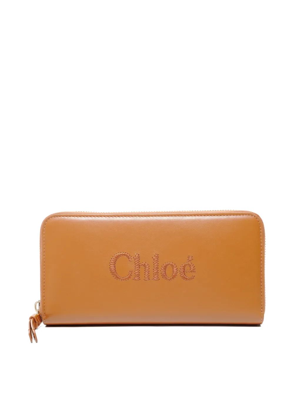 Chloé Pre-Owned 2015-2025 logo-embroidery leather wallet - Marrone