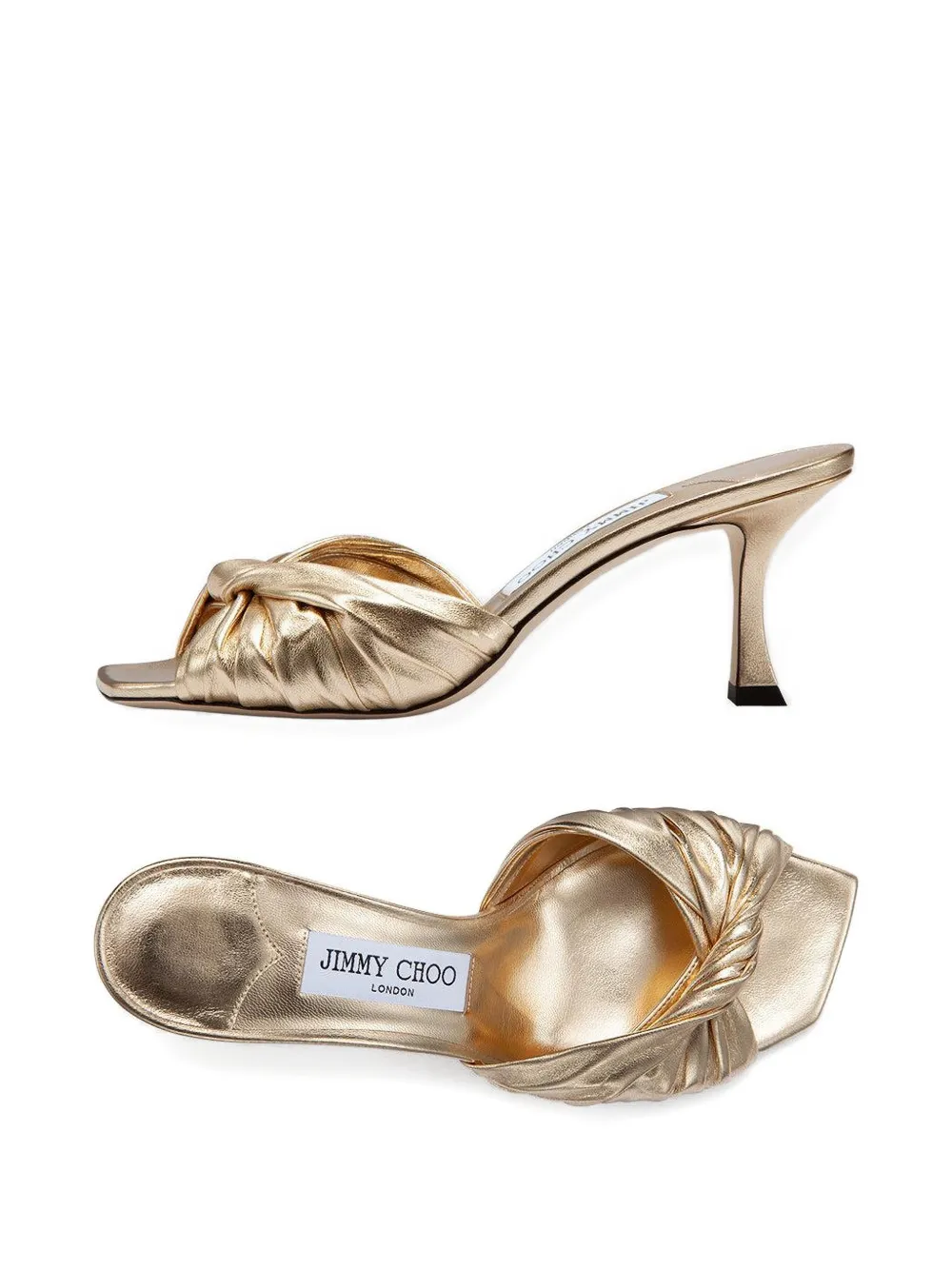 Jimmy Choo Skye muiltjes met gedraaide details Goud