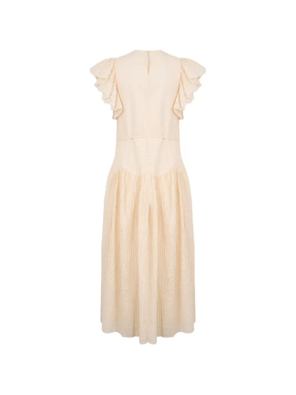 Ulla Johnson Sylvaine Ruffled Midi Dress - Neutrals Ulla Johnson Sylvaine Ruffled Midi Dress - Neutrals