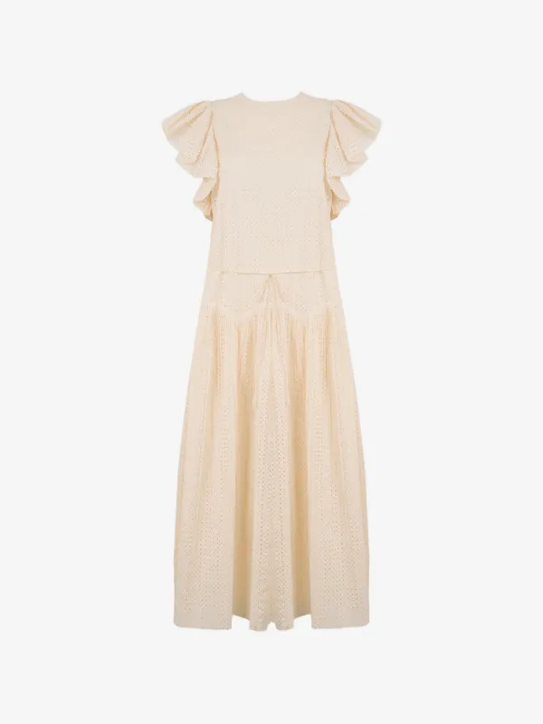 plus size boho bridesmaid dresses Floral Beach Casual A-Line Lace Maxi Wedding Dress with Plunging Neckline and Empire Waist guest-yellow size:M - UK 10 up back Women Plus Size Cold