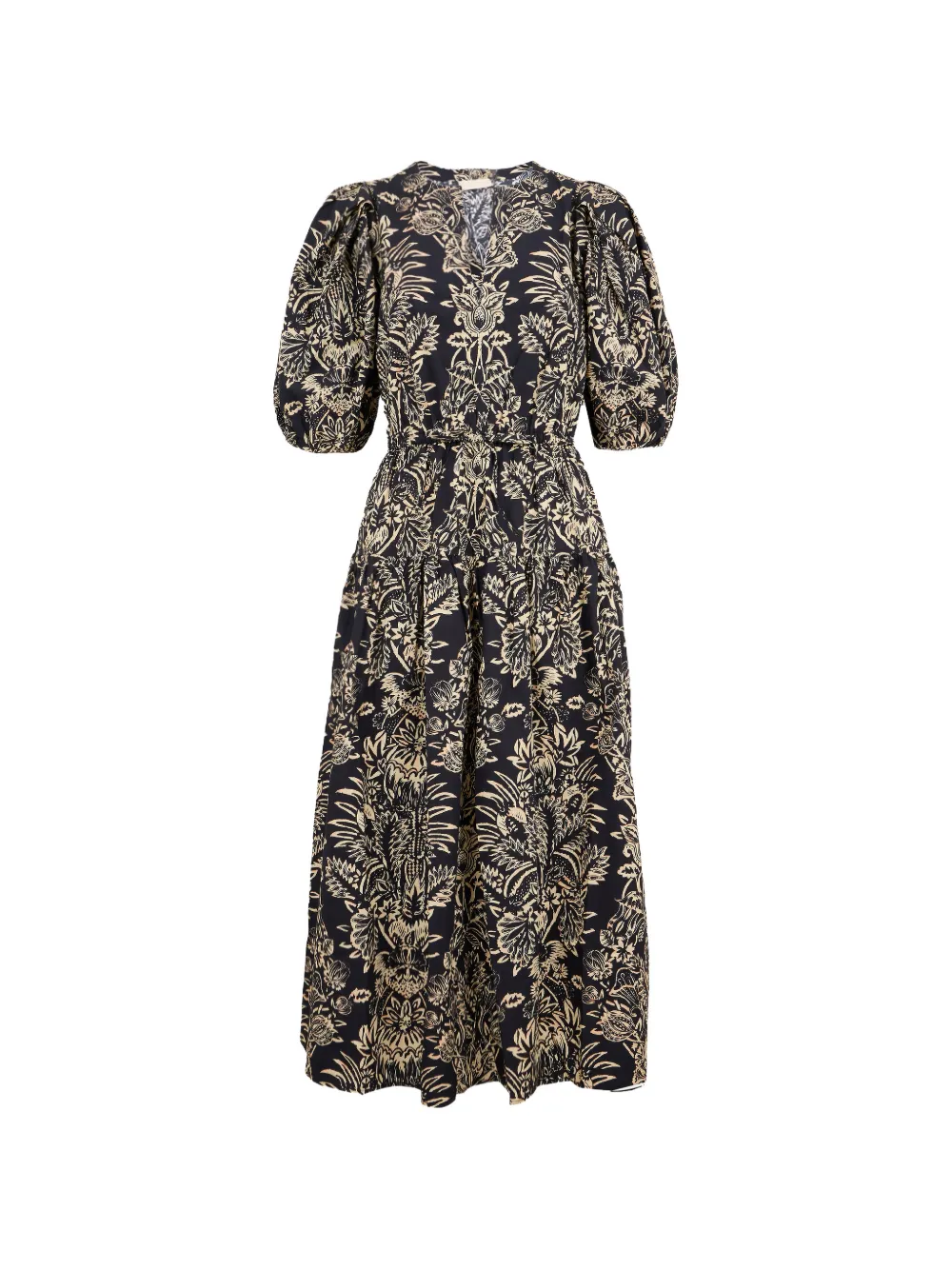 Ulla Johnson Harriet puff-sleeve floral midi dress - Nero
