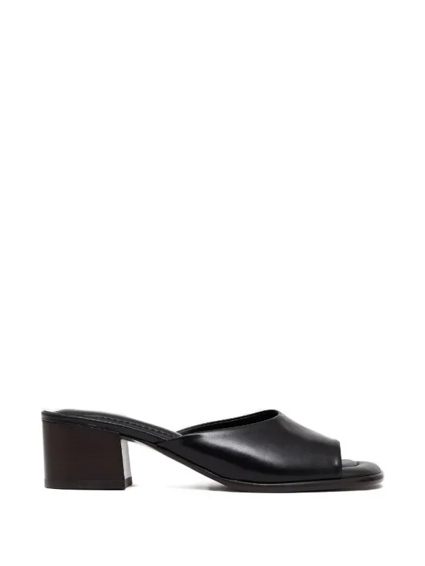 Lemaire Square-heeled Mules 55 Mm in Leather in Black