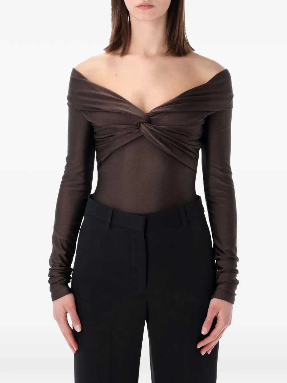 THE ANDAMANE kendall twisted bodysuit - Marrone